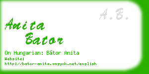anita bator business card